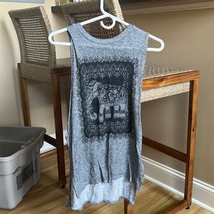Grey, sheer elephant tank top